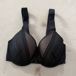 Spanx Black Lace-Overlay Front Closure Bra - 32DD